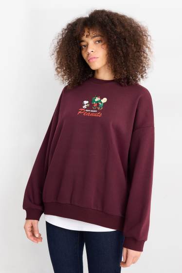 Femmes - Sweat de Noël - Peanuts - bordeaux