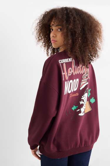 Femmes - Sweat de Noël - Peanuts - bordeaux