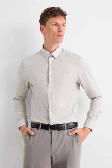 Bărbați - Cămașă office - slim fit - guler Kent - cu model - gri deschis
