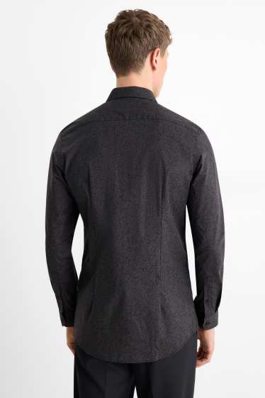 Uomo - Camicia business - slim fit - collo all'italiana - fantasia - nero