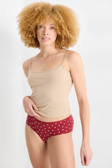 Femmes - Lot de 4 - shortys - rouge foncé