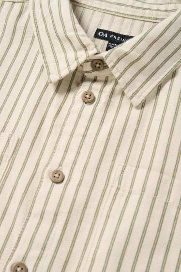 Children Boys - Shirt - striped - textured - beige / green
