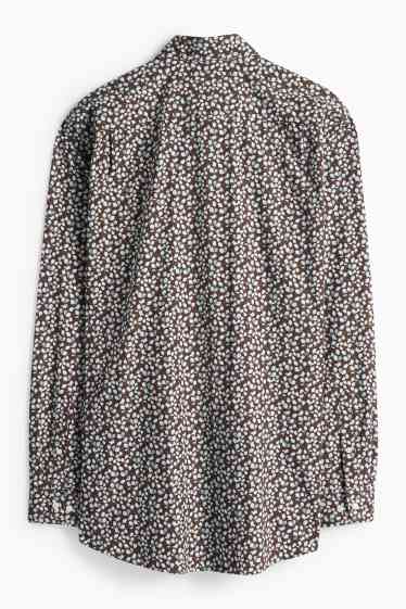 Heren - Business-overhemd - regular fit - cut away - met patroon - donkerbruin