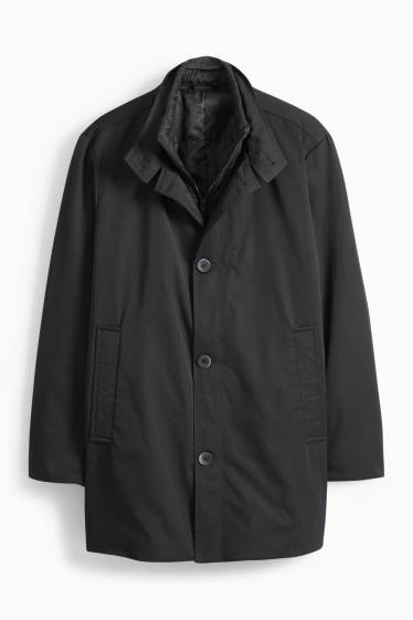Men - Coat - lined - water-repellent - black