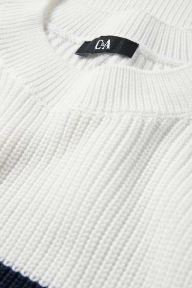 Dámské - Svetr - žebrovaný - pruhovaný - bílá