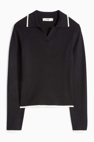 Děti - dívky - Svetr - žebrovaný - černá