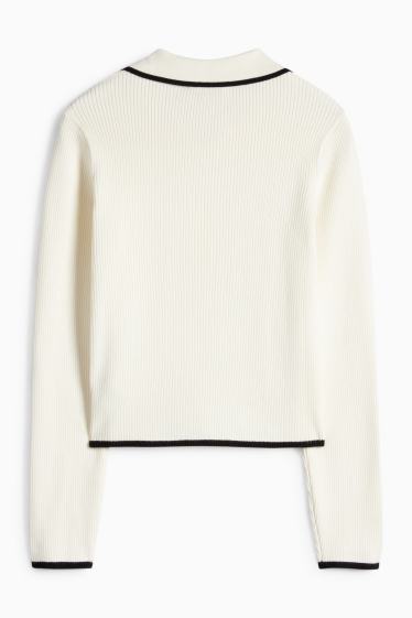 Enfants filles - Pull - côtelé - blanc crème