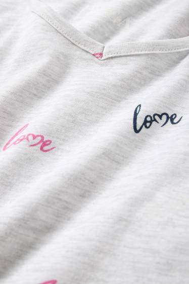 Damen - Nachthemd - gemustert - hellgrau-melange