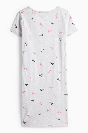 Damen - Nachthemd - gemustert - hellgrau-melange