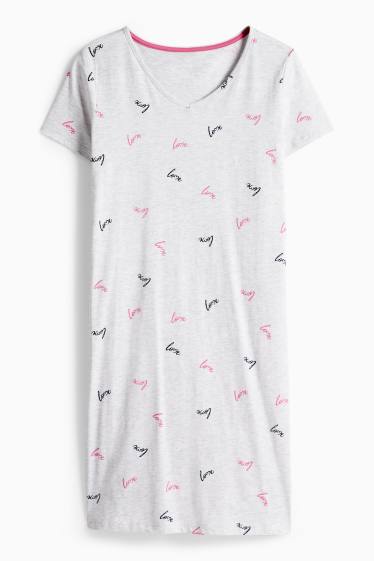 Damen - Nachthemd - gemustert - hellgrau-melange