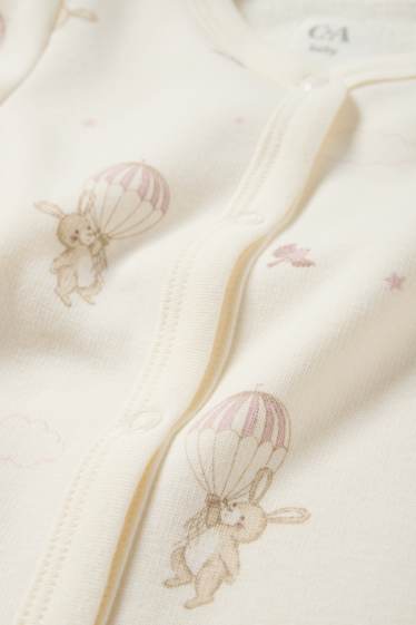 Baby Girls - Bunny rabbit - baby sleepsuit - light beige