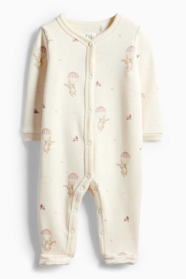 Baby Girls - Bunny rabbit - baby sleepsuit - light beige