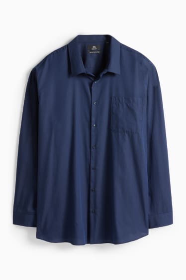 Heren - Overhemd - regular fit - kent - gemakkelijk te strijken - donkerblauw