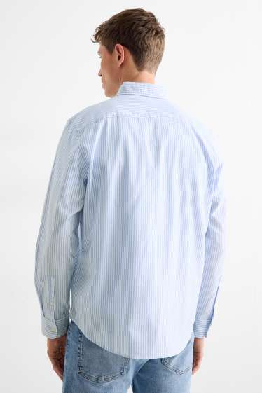 Herren - Hemd - Regular Fit - Button-down - gestreift - weiß / hellblau