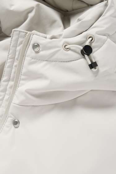 Femmes - Manteau à capuche doté d’une ceinture - rembourré - déperlant - gris clair