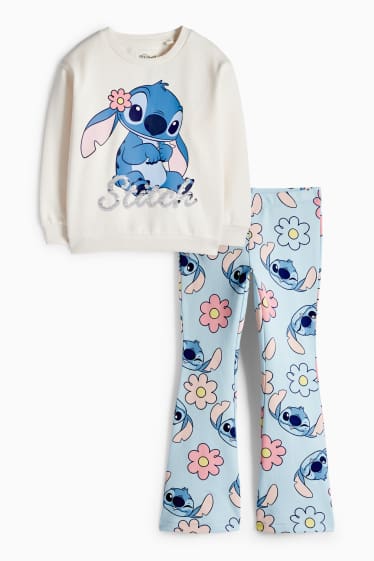Kinder Mädchen - Lilo & Stitch - Set - Sweatshirt und Flared Leggings - cremeweiß