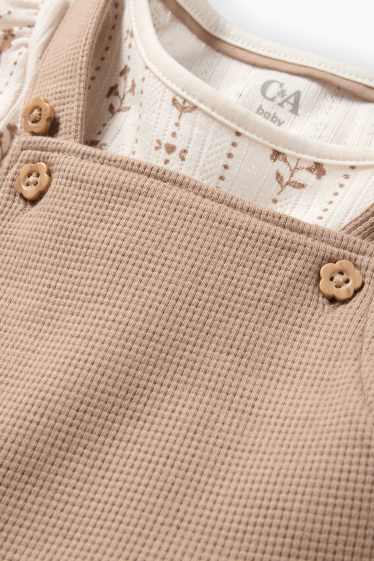 Neonate - Fiorellini - completo per neonate - 2 pezzi - beige