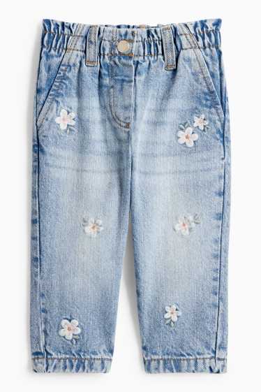 Miminka - dívky - Květiny - džíny pro miminka - džíny - světle modré