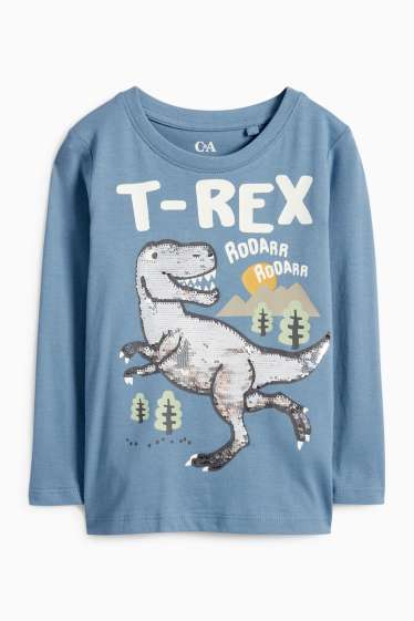 Děti - chlapci - Multipack 2 ks - dinosauři - tričko s dlouhým rukávem - modrá