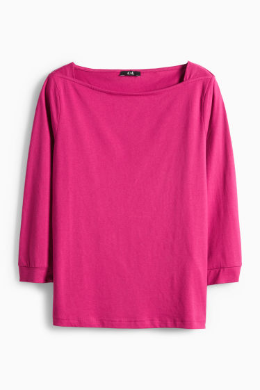 Dámské - Tričko s dlouhým rukávem basic - regular fit - růžová