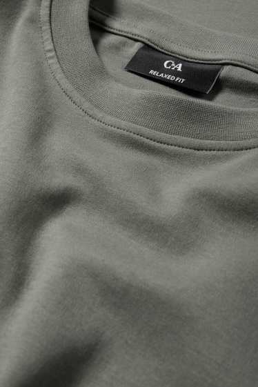 Pánské - Tričko s dlouhým rukávem - relaxed fit - khaki