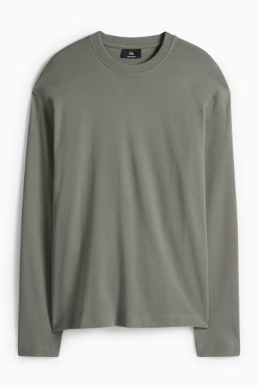 Pánské - Tričko s dlouhým rukávem - relaxed fit - khaki