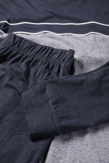 Herren - Pyjama - dunkelblau / grau
