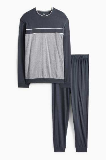 Herren - Pyjama - dunkelblau / grau