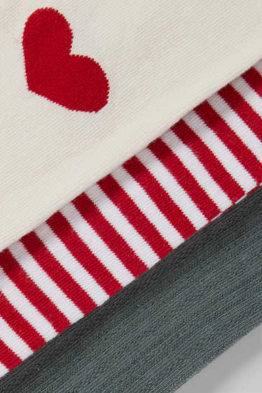 Baby: meisjes - Set van 3 - hartje - babymaillot - rood / wit