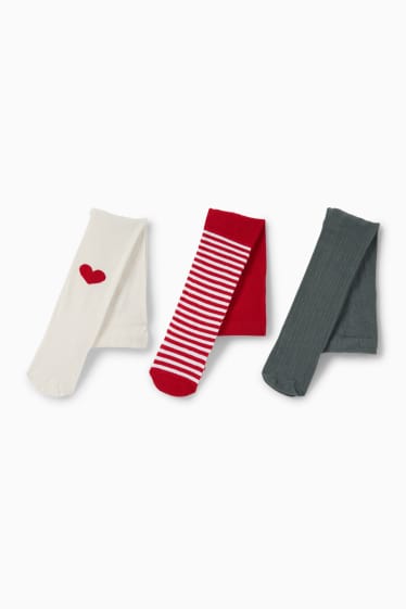 Baby: meisjes - Set van 3 - hartje - babymaillot - rood / wit