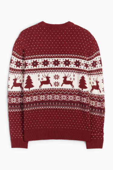 Uomo - Maglione natalizio - renna - rosso scuro
