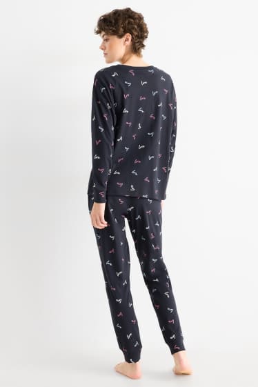 Femmes - Pyjama - à motif - bleu foncé