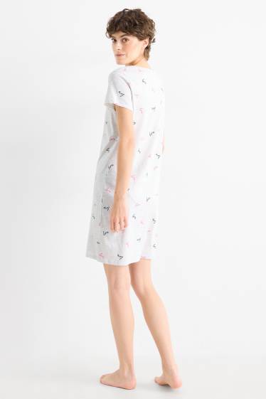 Damen - Nachthemd - gemustert - hellgrau-melange