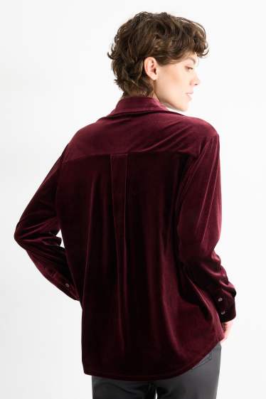 Femmes - Chemisier en velours - bordeaux