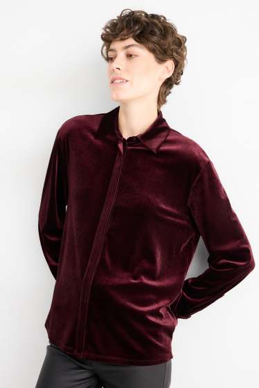 Femmes - Chemisier en velours - bordeaux