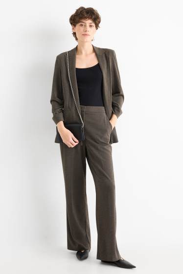 Damen - Hose - High Waist - Wide Leg - Glanz-Effekt - dunkelgrau