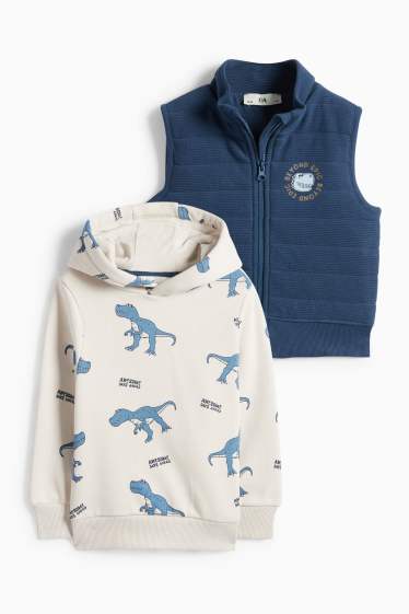 Children Boys - Dino - set - hoodie and quilted gilet - 2 piece - dark blue