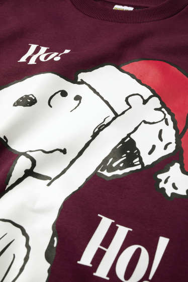 Pánské - Vánoční mikina - Snoopy - tmavočervená