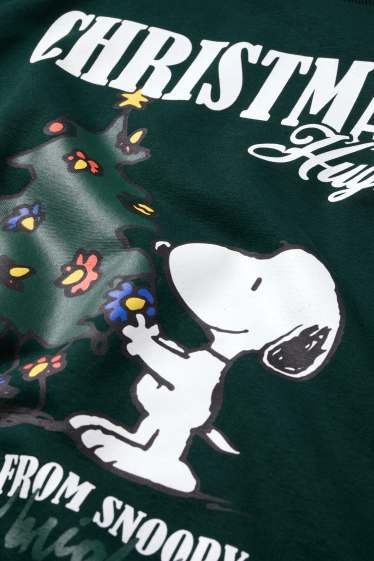 Pánské - Vánoční mikina - Peanuts - tmavozelená