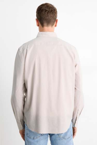 Herren - Hemd - Regular Fit - Button-down - hellbeige