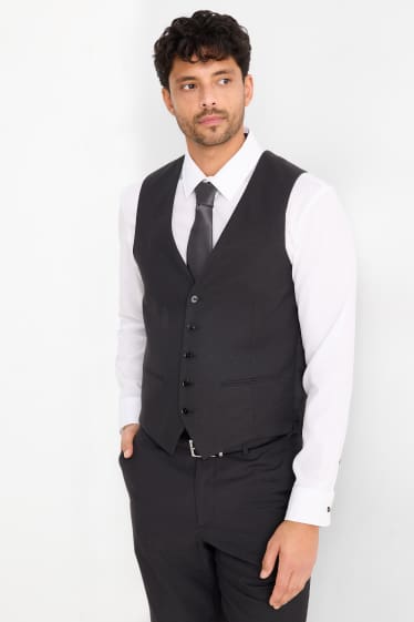 Bărbați - Costum cu cravată - regular fit - stretch - 4 piese - gri