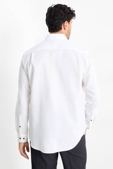 Herren - Businesshemd - Regular Fit - Kent - bügelfrei - strukturiert - weiß