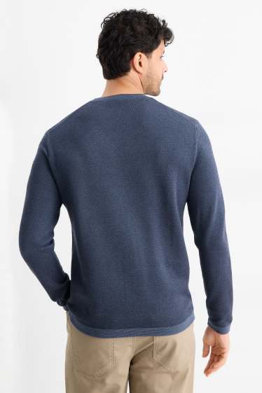 Herren - Pullover - strukturiert - dunkelblau