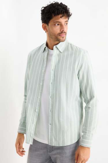 Uomo - Camicia - regular fit - button down - a righe - verde menta