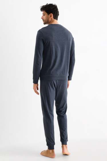 Herren - Pyjama - dunkelblau / grau
