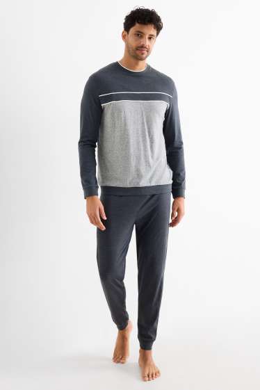 Herren - Pyjama - dunkelblau / grau