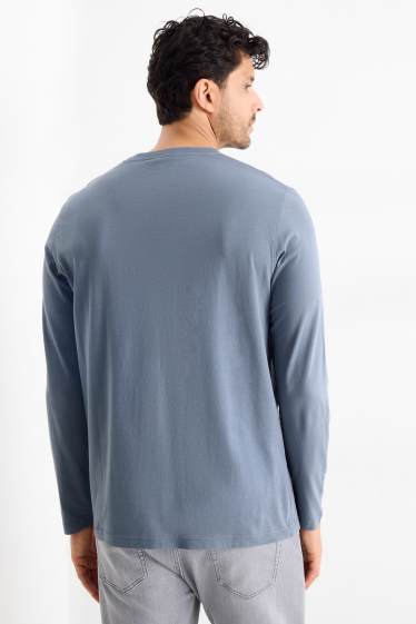 Bărbați - Tricou cu mânecă lungă - albastru închis