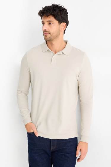 Pánské - Polokošile - slim fit - světle béžová