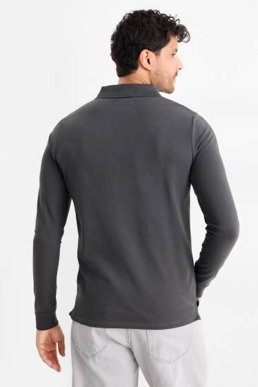Men - Polo shirt - slim fit - dark gray