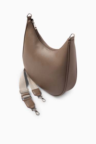 Dámské - Taška přes rameno s odnímatelným popruhem - imitace kůže - světle hnědá
